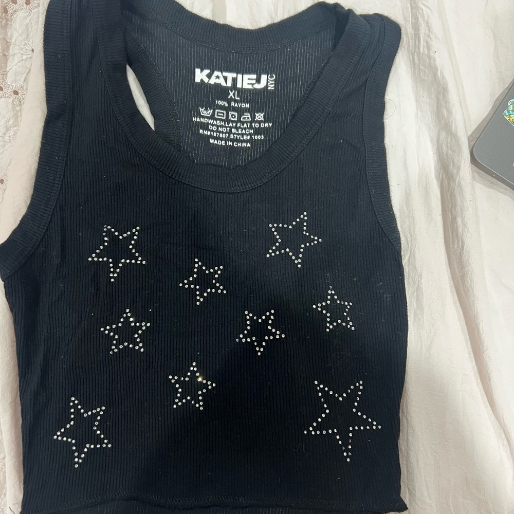 Katie J NYC Black Star Tank Top